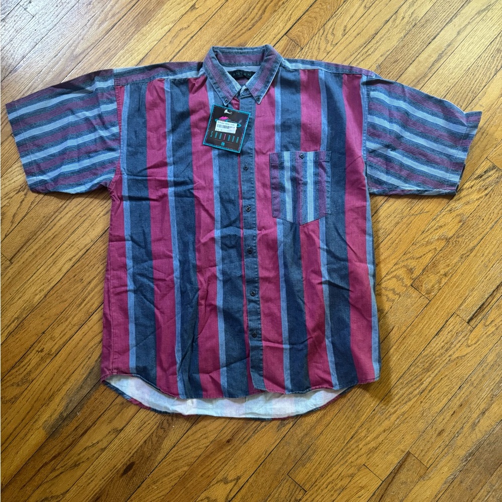 Deadstock Santana Striped Red and Blue Men's Shirt